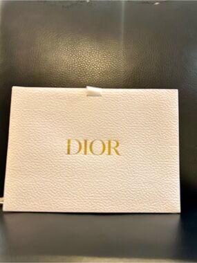 Dior White Shopping Bag with Gold Logo and Ribbon